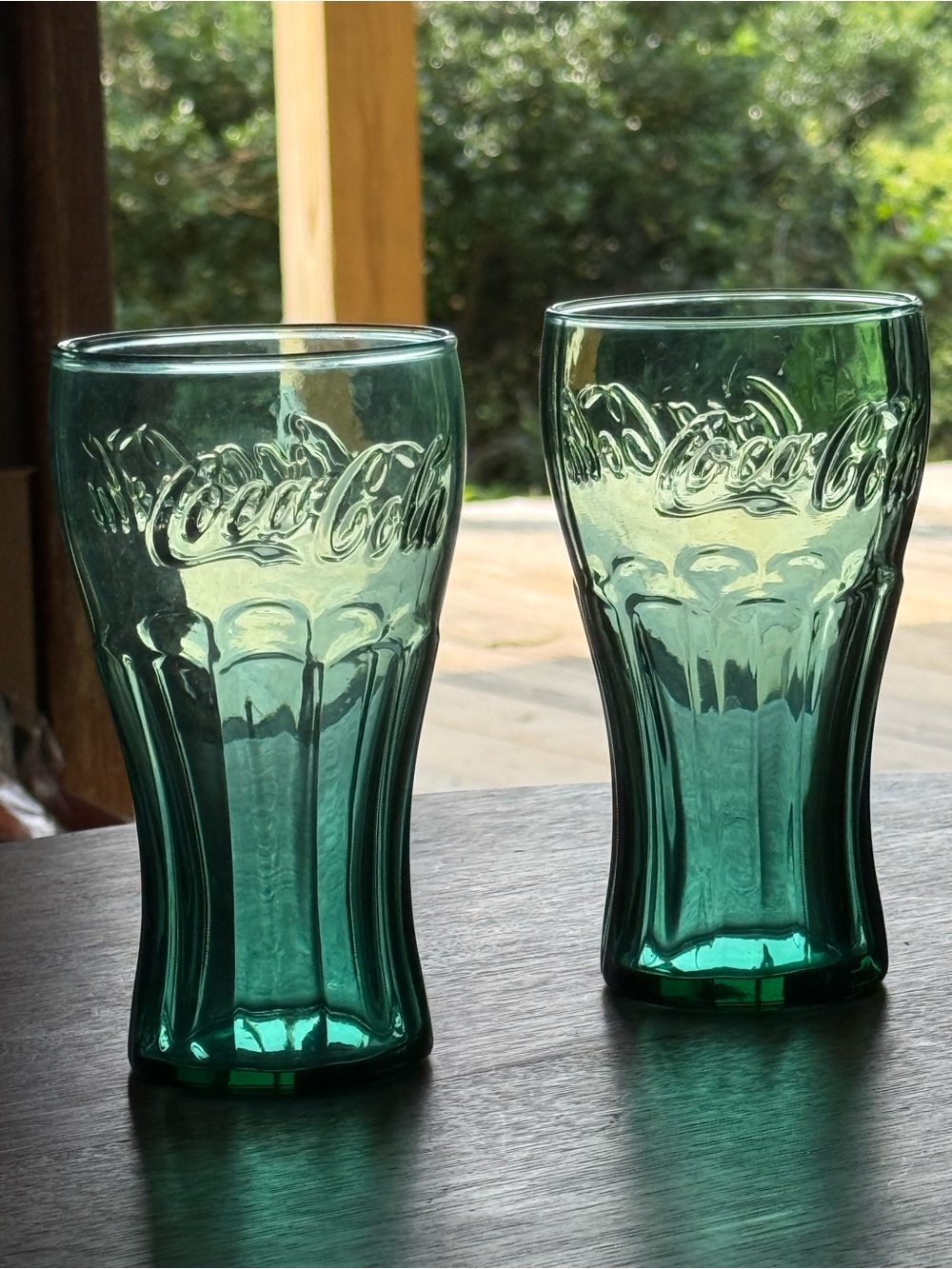 Coca Cola Green Embossed Glasses